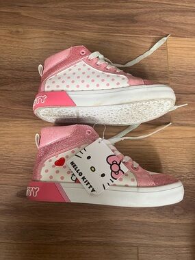 Hello Kitty Pink and White Polka Dot High-Top Sneakers